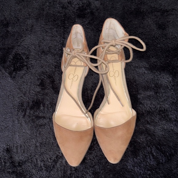 Jessica Simpson Suede Ankle TieUp Flats - Picture 1 of 7